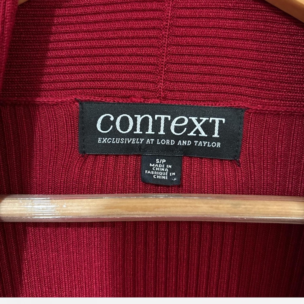 Context Red Open Front Cardigan S Rayon Nylon Knit Soft Stretchy - Picture 3 of 7
